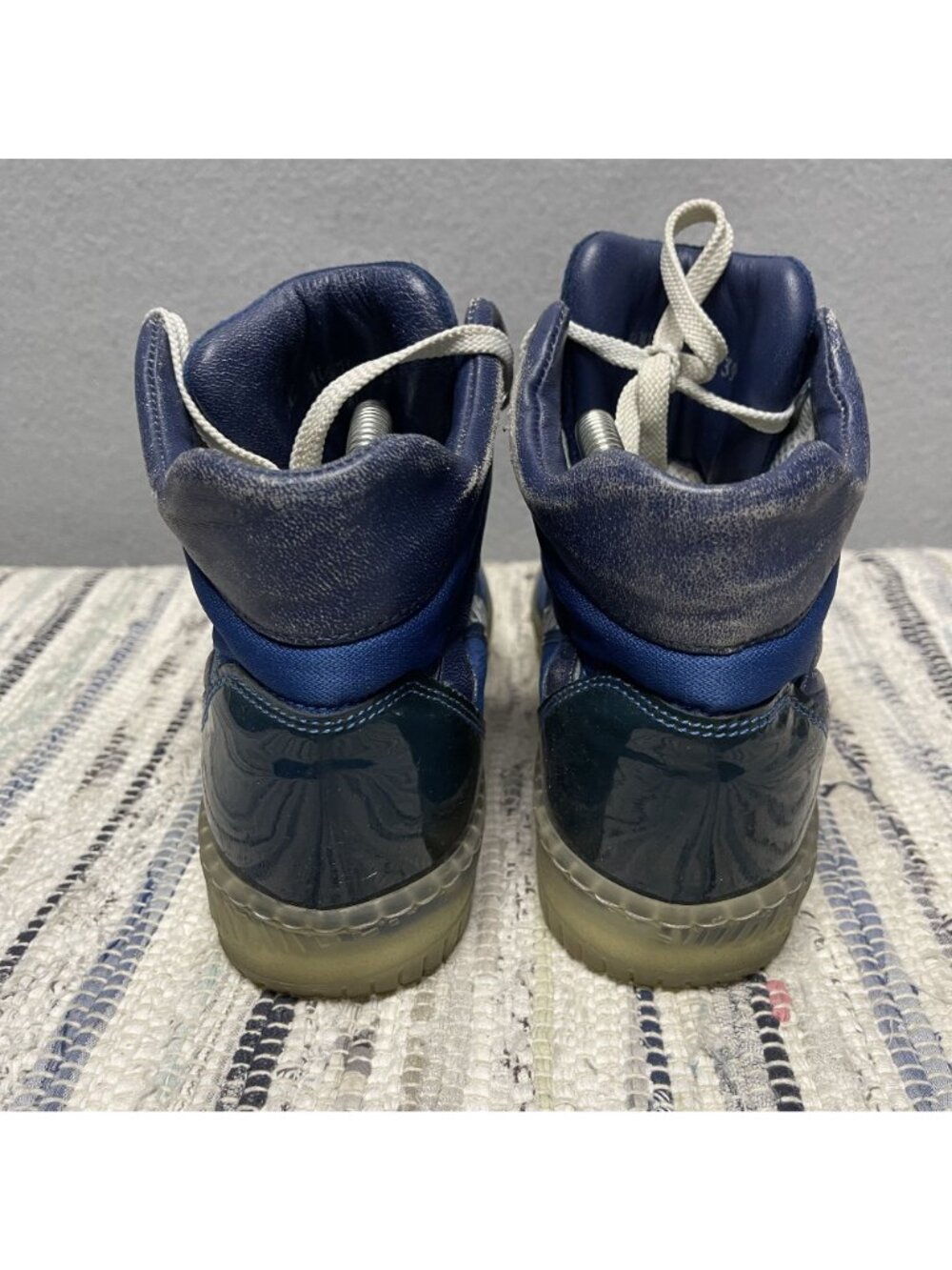 Bikkembergs Womens Blue Navy High-Top Sneakers Size 39 Lace-Up - Picture 4 of 12